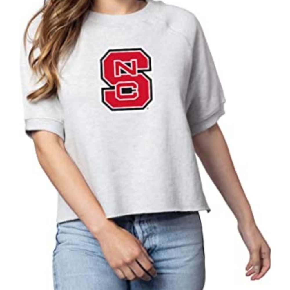 Chicka-d North Carolina State Wolfpack Ash Grey Bayside Crew Size S
